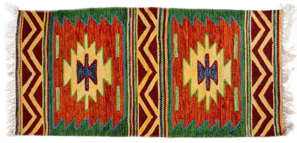 Red Phyramids with Yellow and Green design