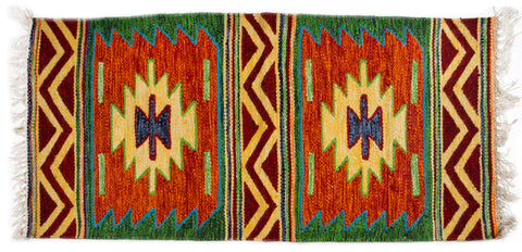 Red Phyramids with Yellow and Green design