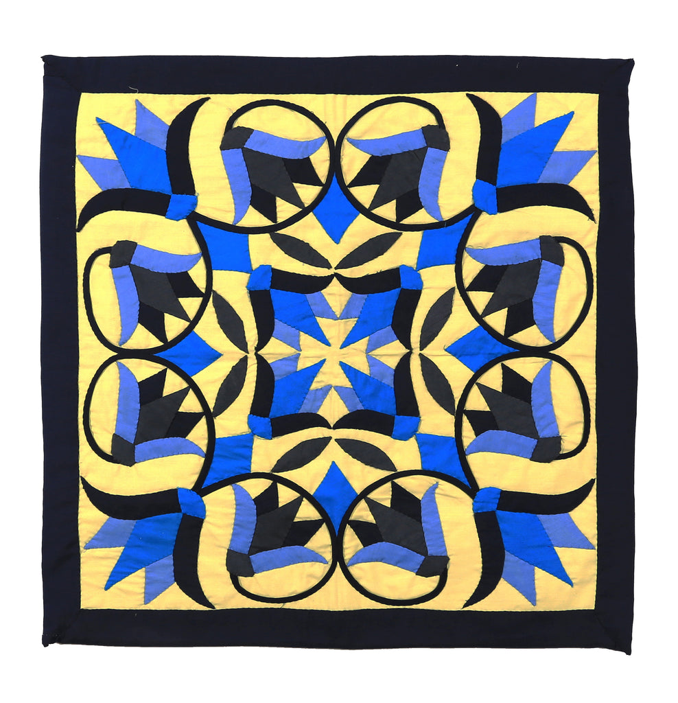 Blue and Black Lotus flower with intersecting lines