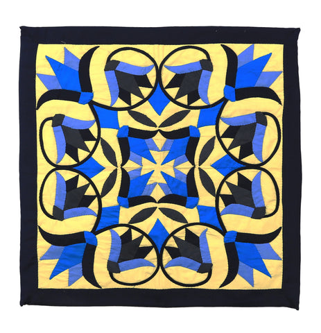 Blue and Black Lotus flower with intersecting lines